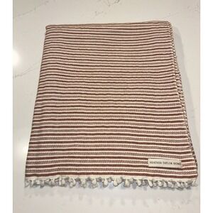Heather Taylor Home Burnt Orange Striped Tablecloth 60" x 70"